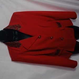 Pablo Collection Vtg red black green geo print button front jacket size 12P